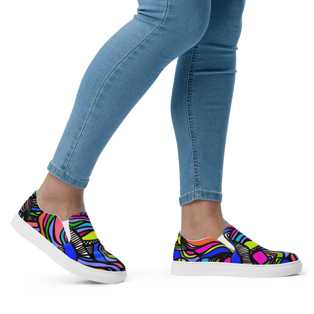 It's a Colorful Whirled Women's Slip On Sneakers Rochelle Porter Design