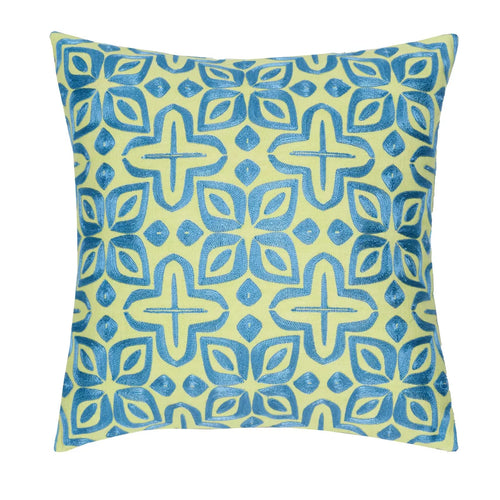 Beauty Embroidered Decorative Pillow (Blue/Sunshine)